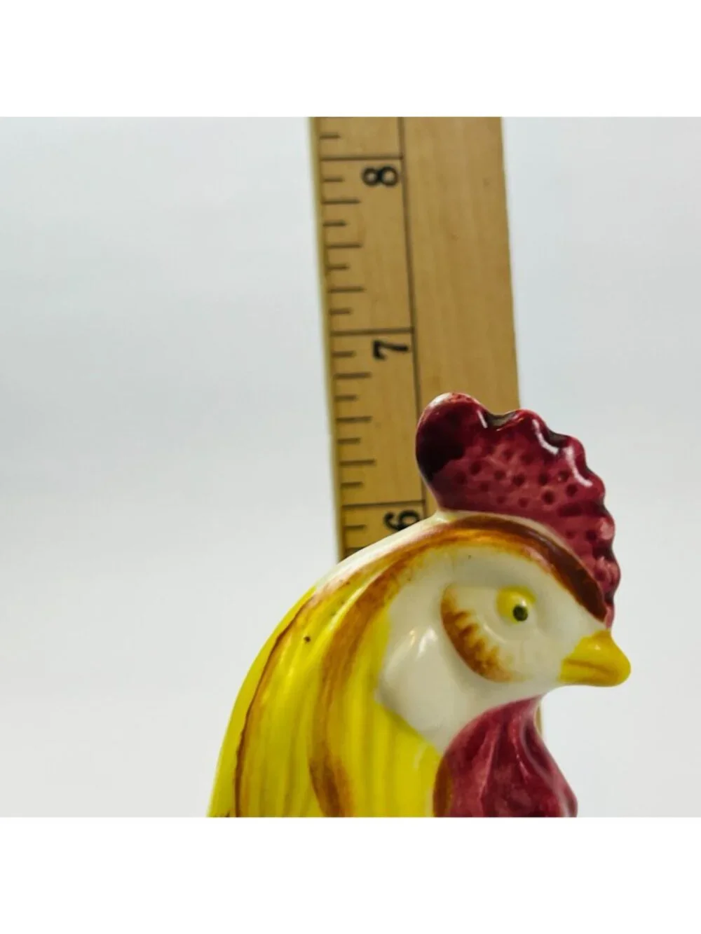 Vintage Rooster Figurine Pair Hand Painted Ceramic Farmhouse Kitchen Decor Japan